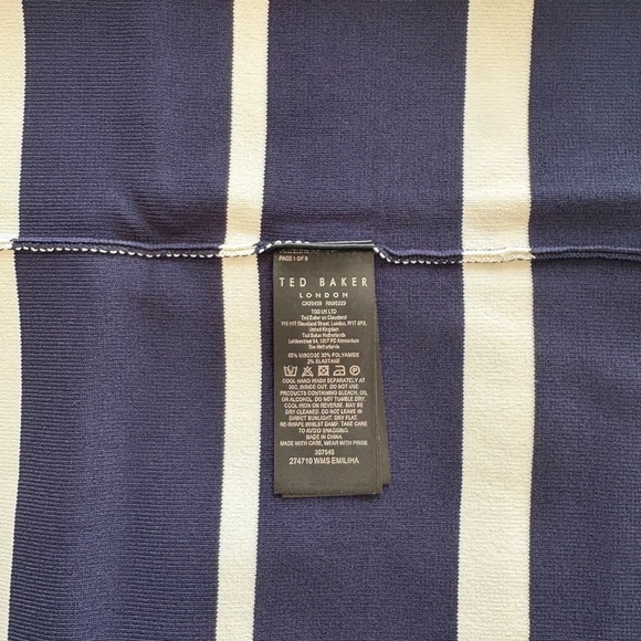 Ted Baker Emiliha Striped Midi Bodycon Knit Skirt, Navy/White, Size 3, NWT - Picture 10 of 14